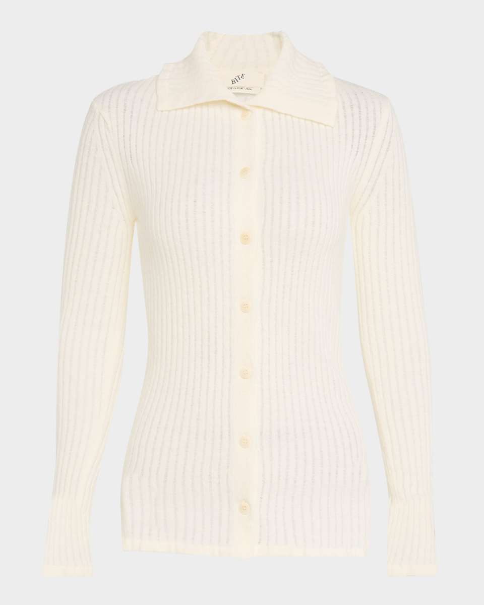 Wool Net Rib Cardigan